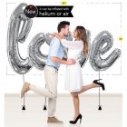FOIL BALLOON KIT - AIR FILLED OR HELIUM - GIANT 'LOVE' SILVER