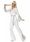 1970'S ABBA DISCO LADY WHITE & SILVER COSTUME - LARGE
