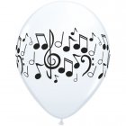 BALLOONS LATEX - MUSICAL NOTES BLACK & WHITE PACK OF 25