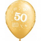 BALLOONS LATEX - 50TH BIRTHDAY GOLD PACK OF 6
