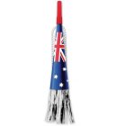 AUSTRALIAN FLAG HORN WITH FRINGE ON A NECKLACE