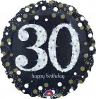 FOIL BALLOON - 30TH BIRTHDAY SPARKLING BLACK