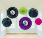 70'S DISCO FEVER PAPER FANS DECORATION - PACK OF 6