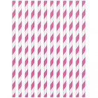 STRAWS - PAPER BRIGHT PINK STRIPE PACK OF 24