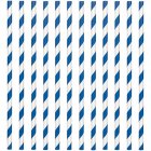 STRAWS - PAPER ROYAL BLUE & WHITE STRIPE PACK OF 24