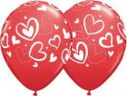 BALLOONS LATEX - MIX & MATCH HEARTS RUBY & WHITE PACK OF 25