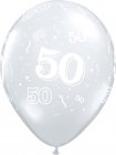 BALLOONS LATEX - 50TH BIRTHDAY DIAMOND CLEAR PACK 25