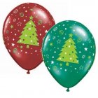 BALLOONS LATEX - CHRISTMAS TREE STARS & SWIRLS PACK OF 25