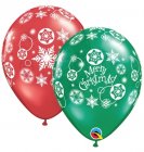 BALLOONS LATEX - CHRISTMAS SNOWFLAKES RED & GREEN PACK OF 25
