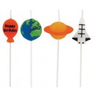 SPACE BLAST HAPPY BIRTHDAY PICK CANDLES - PACK OF 4