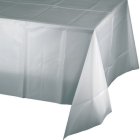 DISPOSABLE TABLECOVER - RECTANGULAR SHIMMERING SILVER PLASTIC