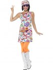 1960'S GROOVY CHICK MULTI-COLOURED PRINT DRESS - LARGE