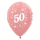 BALLOONS LATEX - 50TH BIRTHDAY METALLIC ROSE GOLD PACK 25