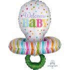 FOIL SUPER SHAPE BALLOON - BABY PACIFIER WELCOME BABY
