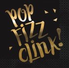 CHIC PARTY NEW YEARS 'POP, FIZZ, CLINK' COCKTAIL NAPKINS PK OF 1