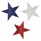 PATRIOTIC RED, WHITE & BLUE GLITTER STAR CUTOUTS PACK OF 15