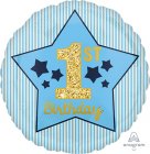 FOIL BALLOON - 1ST BIRTHDAY PARTY - BLUE & GOLD