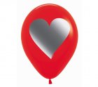 BALLOONS LATEX - RED WITH METAL INK HEARTS PACK OF 12