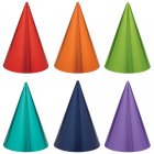 PARTY CONE HATS - PACK 12 - RAINBOW COLOURS
