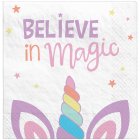 UNICORN PARTY BELIEVE IN MAGIC LUNCH NAPKINS - PACK OF 16