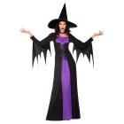 CLASSIC WITCH COSTUME IN PURPLE & BLACK WITH DRAPING SLEEVES
