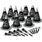 NEW YEARS EVE PARTY KIT FOR 100 BLACK & SILVER