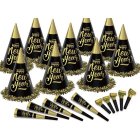 NEW YEARS EVE PARTY KIT FOR 100 BLACK & GOLD