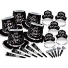 NEW YEARS EVE PARTY KIT FOR 20 BIG BASH - BLACK & SILVER