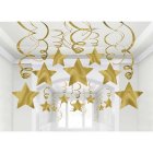 STAR HANGING SWIRL DECORATION GOLD PACK OF 30