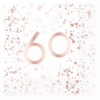 60TH BIRTHDAY LUNCH NAPKIN ROSE GOLD - PACK 16