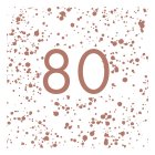 80TH BIRTHDAY LUNCH NAPKIN ROSE GOLD - PACK 16