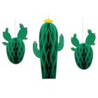 CACTUS HONEYCOMB HANGING DECORATIONS - PACK OF 3