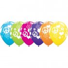 BALLOONS LATEX - PEACE SIGN & HEART PRINT PACK 25