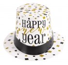 HAT - NYE TOP HAT BLACK, GOLD & SILVER 'HAPPY NEW YEAR' PACK 25