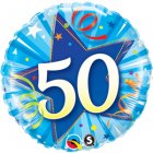 FOIL BALLOON - 50TH BIRTHDAY SHINING STAR BLUE