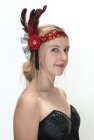 FLAPPER / 1920'S FEATHER HEADDRESS - DELUXE RED & BLACK