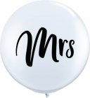 BALLOONS LATEX - 'MRS' WEDDING BALLOON 3' ROUND PACK OF 2