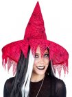 ADULT WITCHES HAT RED WITH TATTERED EDGES