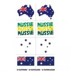AUSSIE TEMPRARY FLAG TATTOOS IN 4 ASSORTED DESIGNS - PACK OF 8