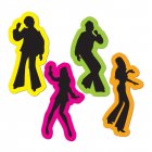 70'S DISCO DANCING RETRO FIGURE SILHOUETTE CUT OUTS - PACK OF 4