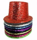 HAT - TOP HAT GLITTER - BULK MIXED COLOUR PACK OF 12
