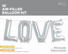 FOIL BALLOON KIT - AIR FILLED SILVER 'LOVE' STRING
