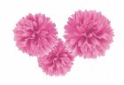 POM POM FLUFFY TISSUE DECORATION - PINK IN A PACK OF 3