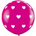 BALLOONS LATEX - WILDBERRY 'BIG HEARTS' 3' ROUND PACK OF 2
