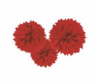 POM POM FLUFFY TISSUE DECORATION - RED IN A PACK OF 3