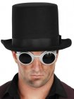 STEAM PUNK TOP HAT WITH GOGGLES - BLACK