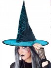 ADULT WITCH HAT TEAL WITH SPIDERWEBS