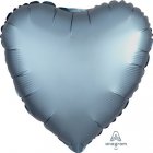 FOIL BALLOON HEART SHAPE - SATIN CHROME STEEL BLUE