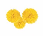POM POM FLUFFY TISSUE DECORATION - YELLOW IN A PACK OF 3